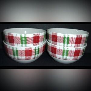 4 ROYAL NORFOLK Christmas Ceramic Cereal/SERVING BOWLS Multicolored WhiteNew